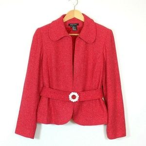 Etcetera Belted Jacket Wool Silk Blend Coral 12